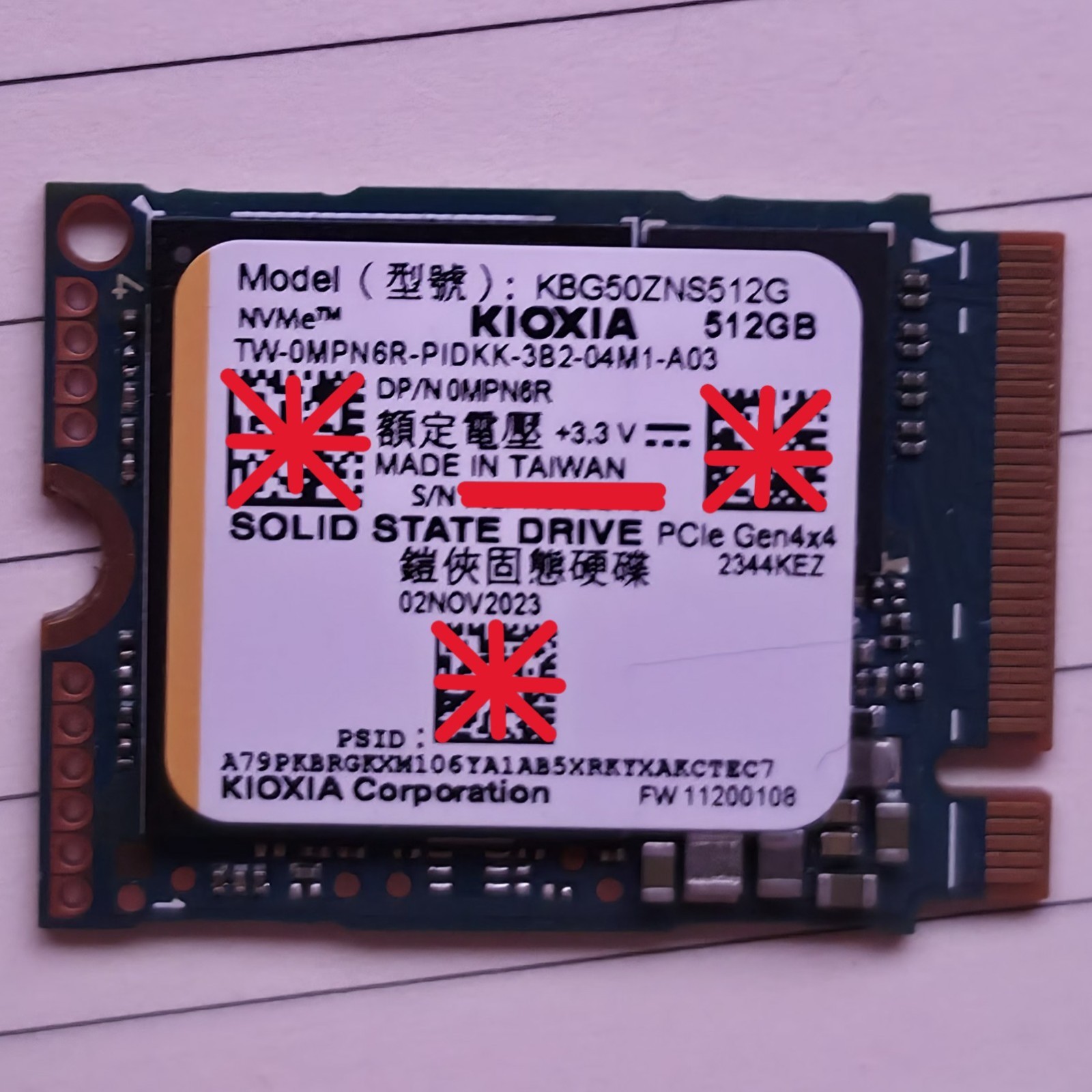 Dell Kioxia 512GB NVMe M.2 2230 SSD MPN6R 0MPN6R KBG50ZNS512G PCIe Gen4