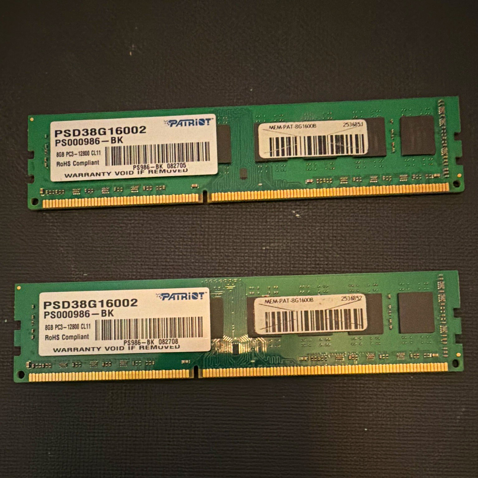 Patriot 16GB (2x8GB) DDR3 PC3-12800 240-Pin DIMM RAM PSD38G16002
