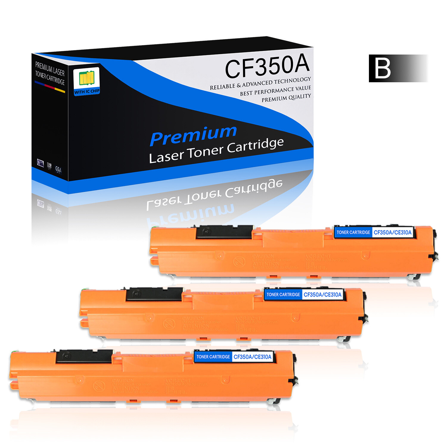 3 PACK Black CF350A 130A Toner For HP Color LaserJet MFP M275 M175nw M176n