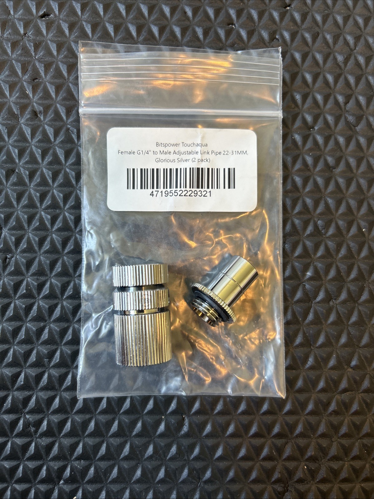 Bitspower Touchaqua Female G1/4” To Male Adjustable Link Pipe 22-31MM Silver