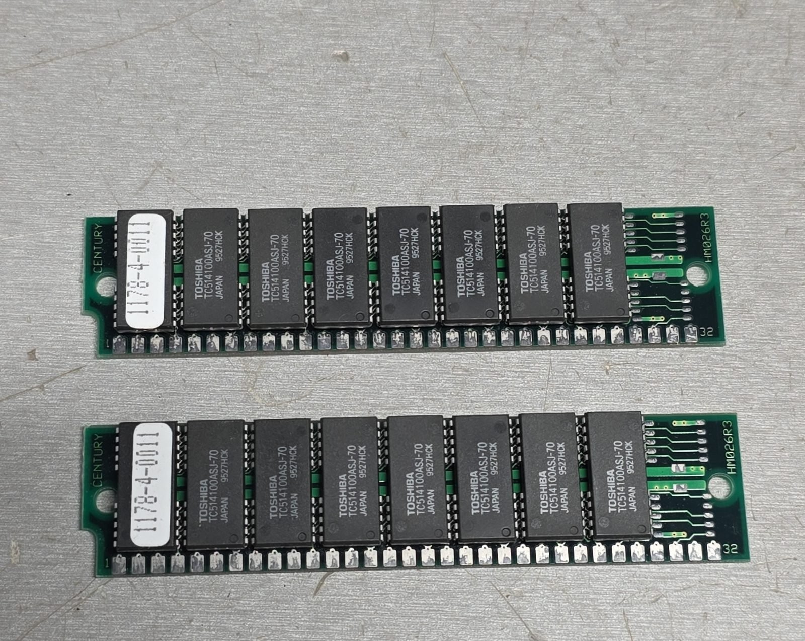 Lot of 2 Century Toshiba TC514100ASJ-70 Vintage Memory RAM Modules HM0262R3 Japa