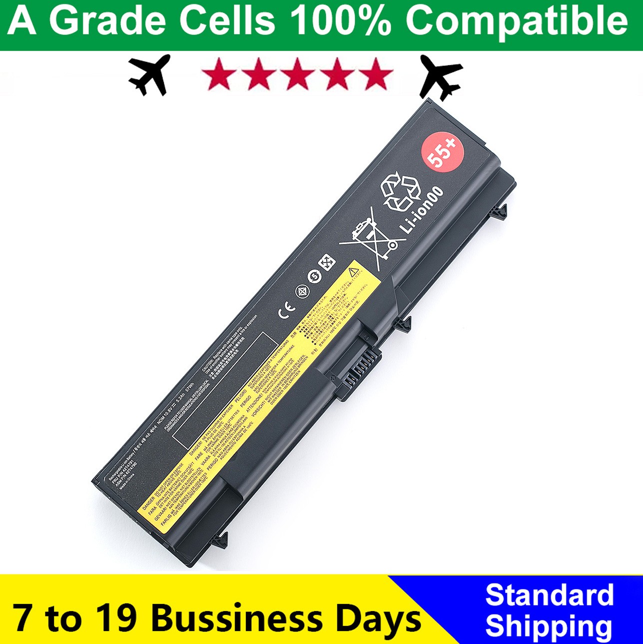 55+ 42T4799 Battery For Lenovo ThinkPad T410 T420 T510 T520 W510 W520 Edge 14"