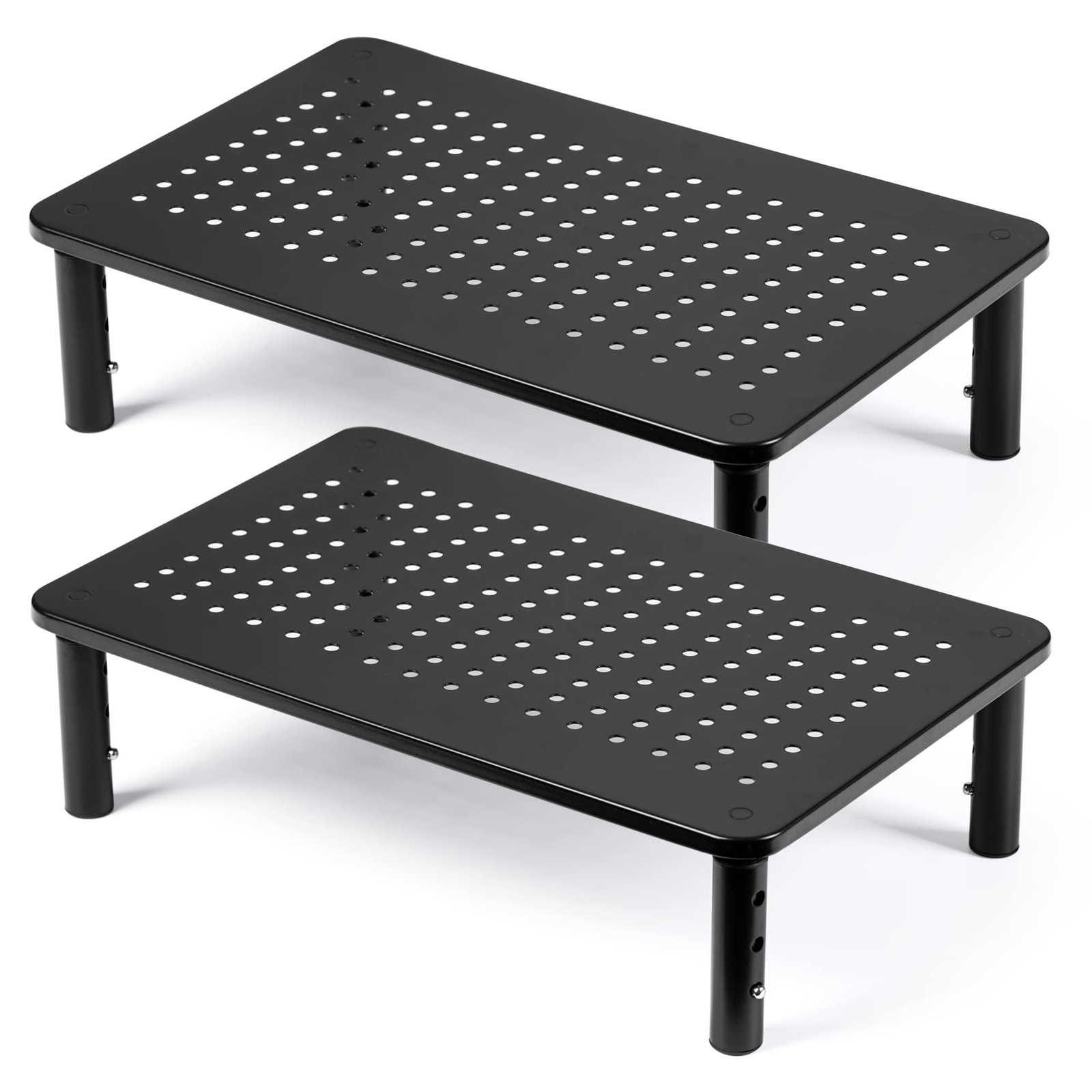 2 Pack Desktop Riser, 3 Height Adjustable Monitor stands for 2 Monitors, PC, ...