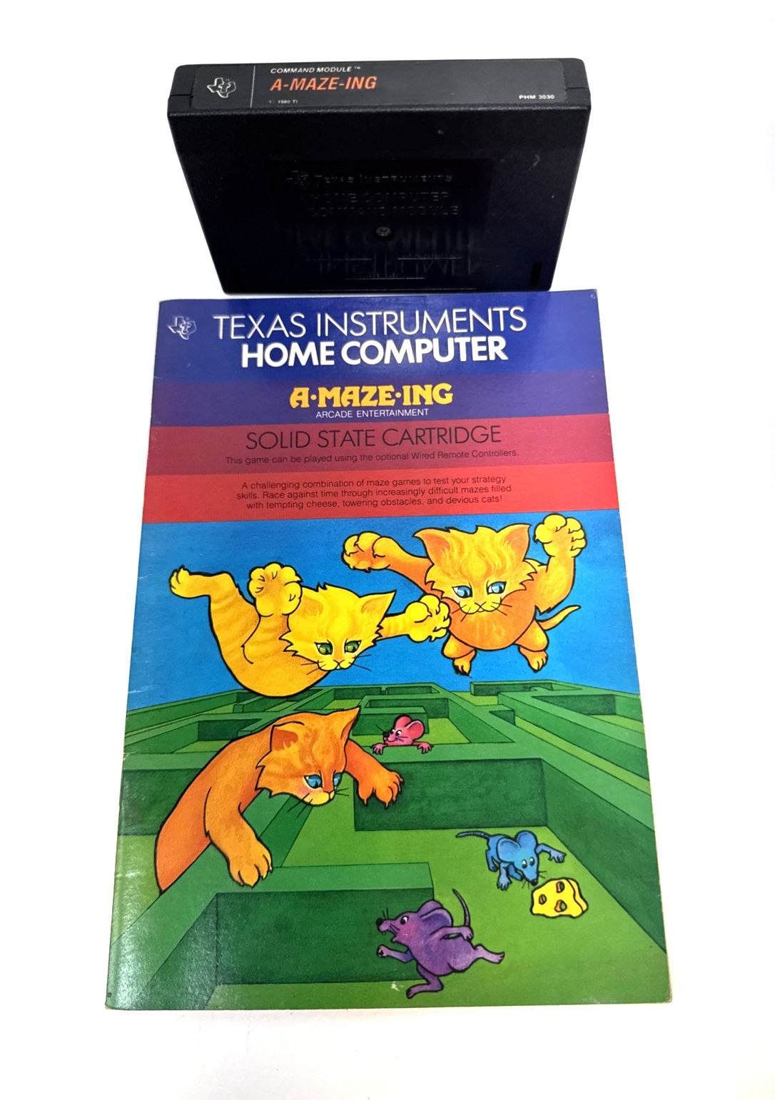 TI-99/4a A-Maze-Ing Arcade Cartridge and Manual PHM 3030 Amazing (Tested)