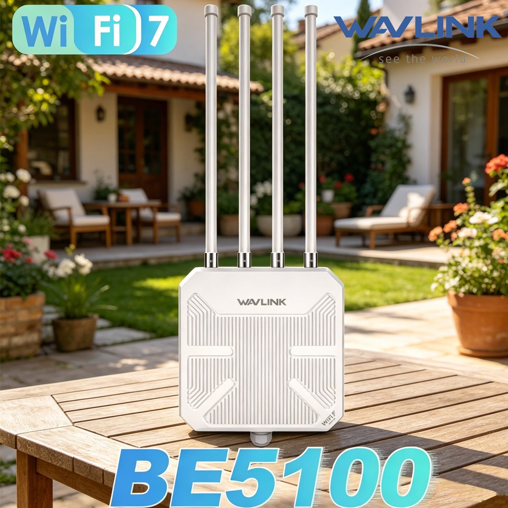 WAVLINK WiFi 7 Outdoor Wifi Extender BE5100 Mesh Router LongRange Dual Band IP67