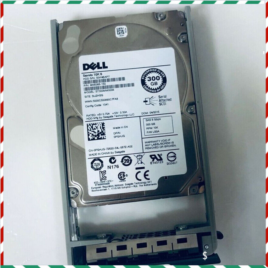 NEW DELL PGHJG ST300MM0006 300GB 10K.6 0PGHJG 6Gbps SAS HDD Hard Drive with Tray