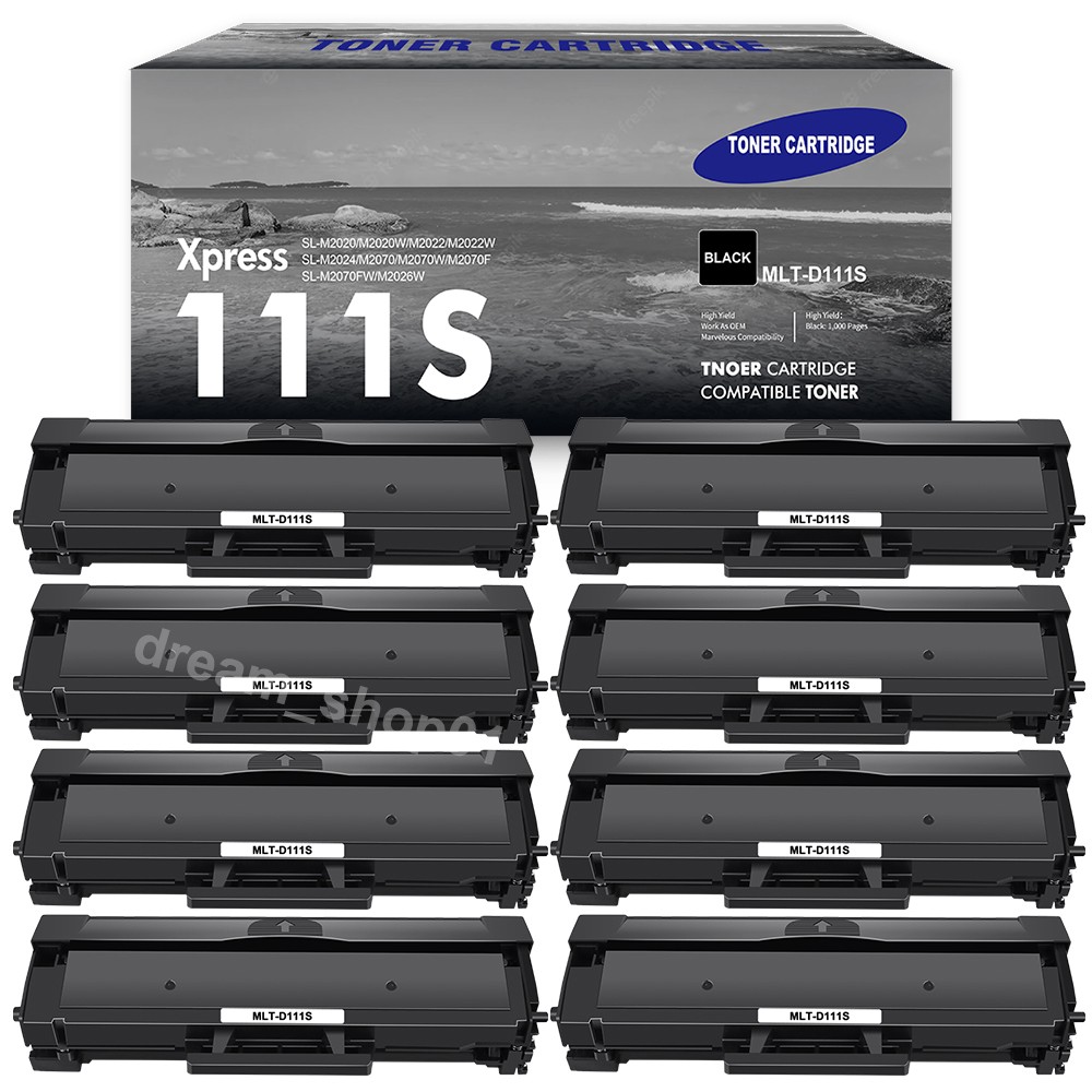 8PK MLT-D111S Toner Fit for Samsung Xpress M2070FW M2070W M2020W Printer & Chip
