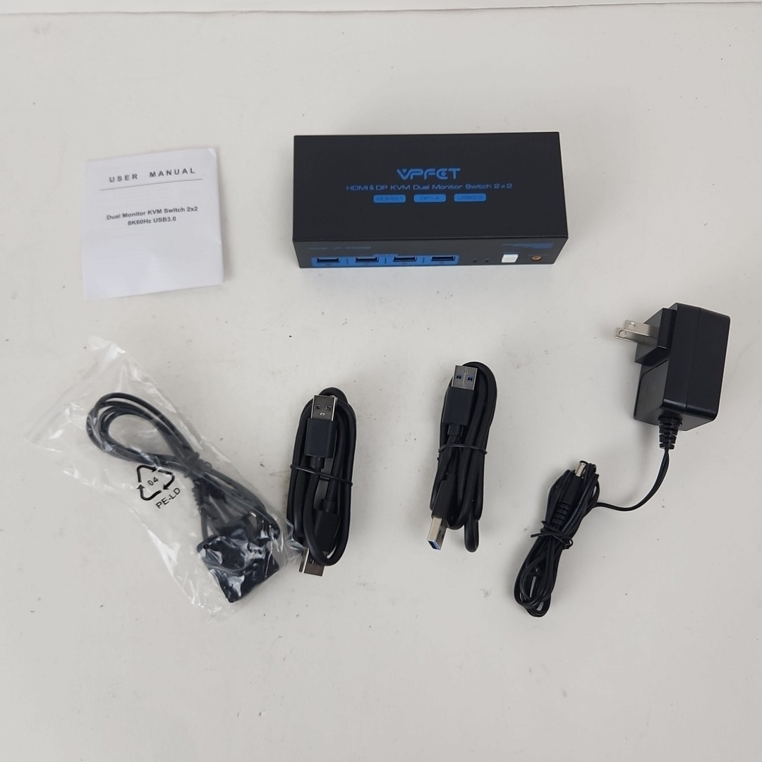 KVM Switch Box HDMI Dual Monitor 2×2 Displayport USB 3.0 By VPFET 