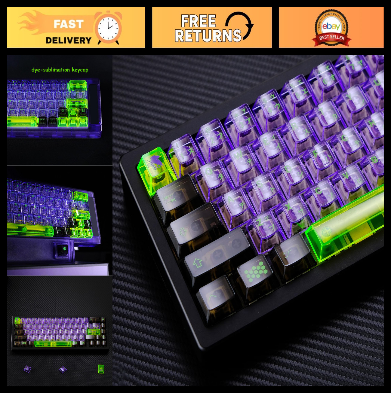 173 Keys Crystal Transparent Keycap Set for Cherry MX Gateron Switches - Custom