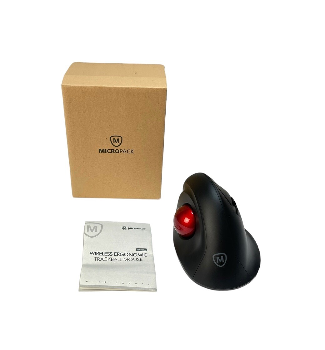 Micro Pack Wireless Ergonomic Trackball Mouse MP-V02W NEW OPEN BOX