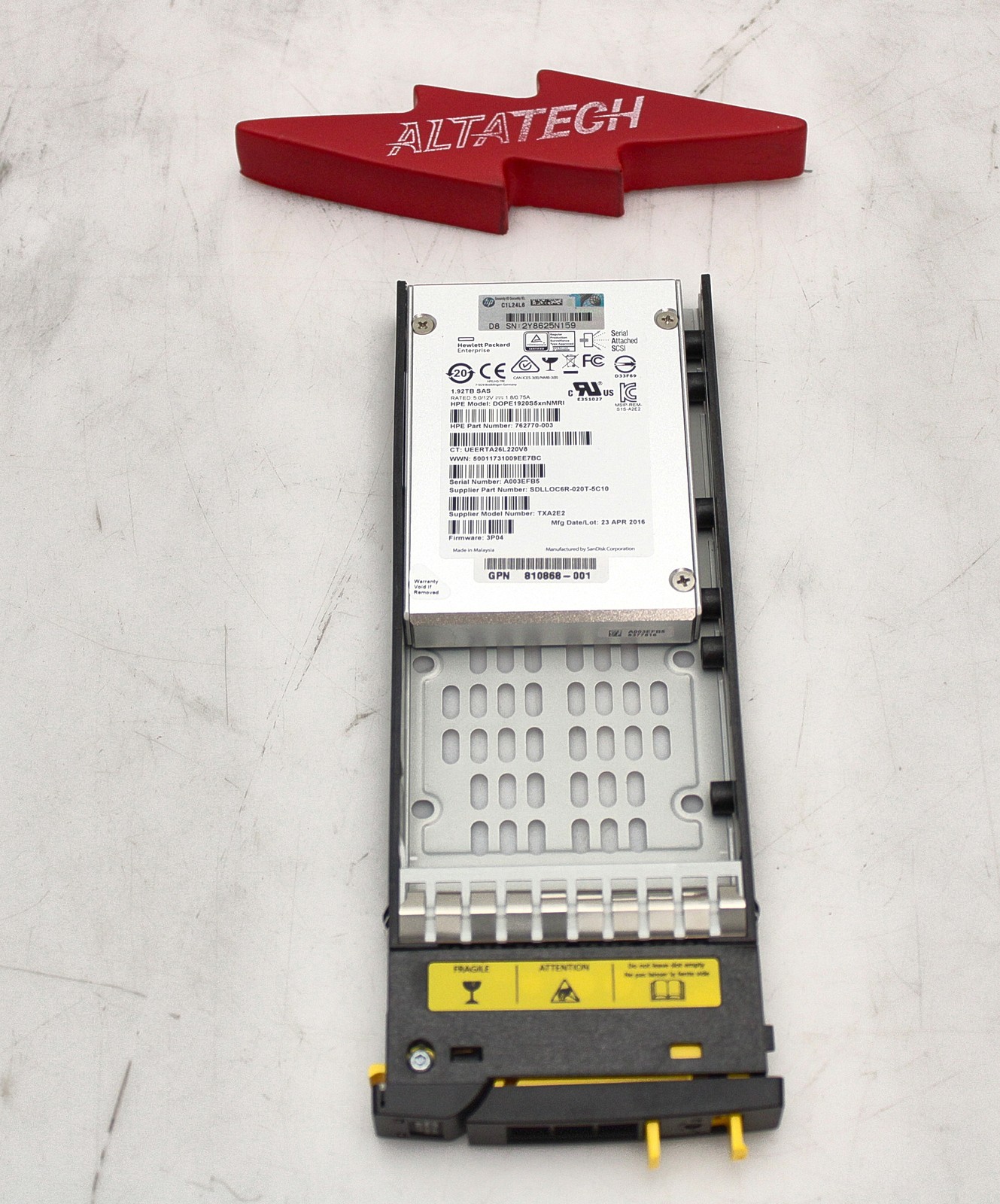 HP 810771-001 1.92TB 6G SFF SAS SSD HDD (3PAR)