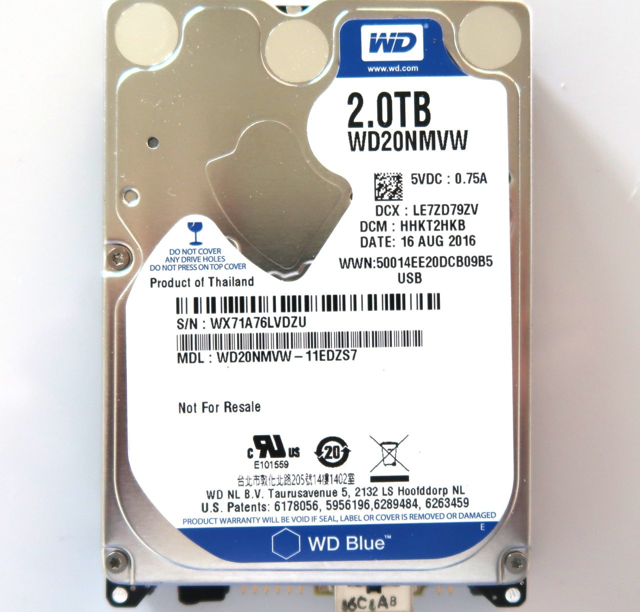 WD WD20NMVW-11EDZS7 (WX71) DCM:HHKT2HKB Thailand 2000gb USB HDD 08.2016