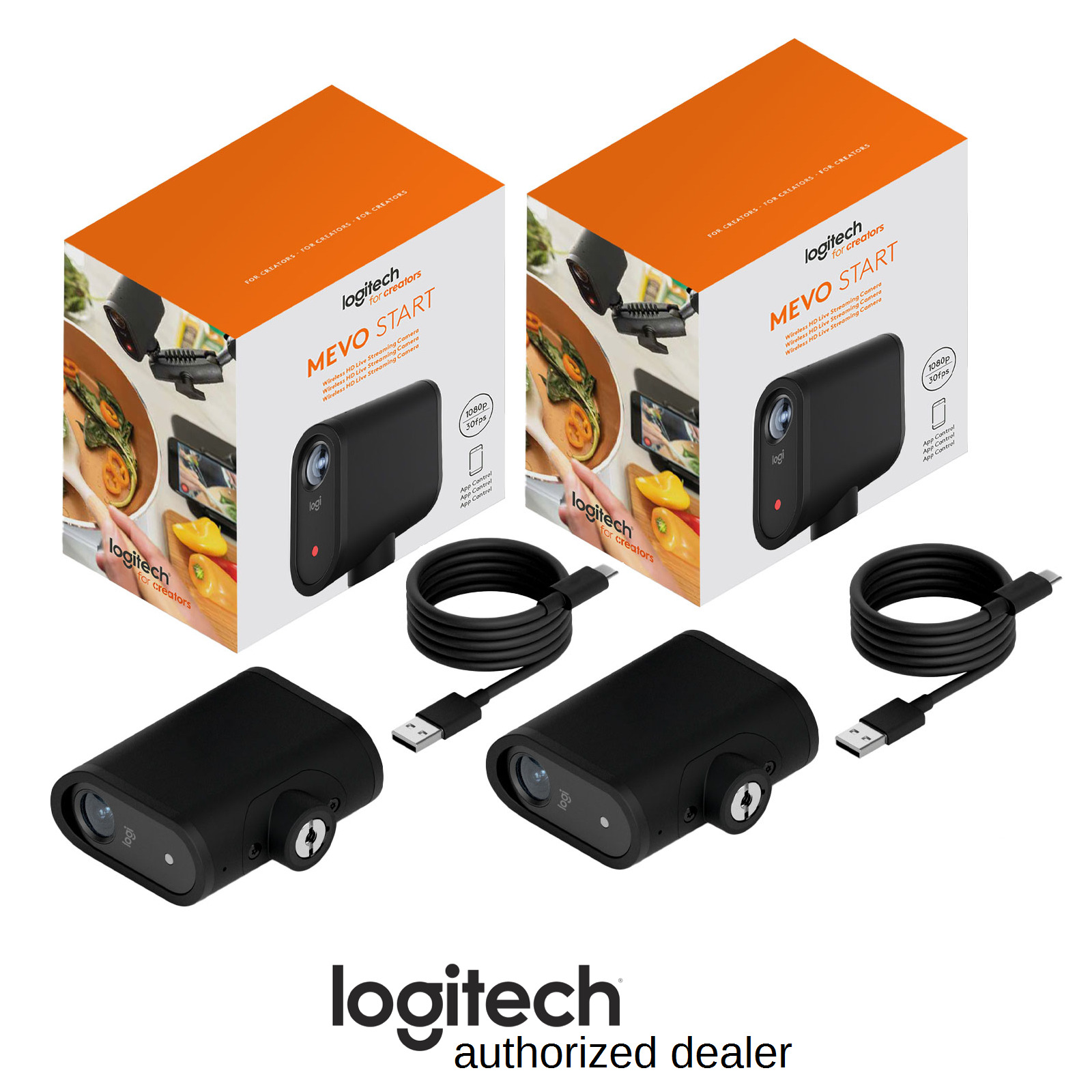 Logitech Mevo Start All-In-One Full HD Live Streaming Podcast Camera, 2 Pack