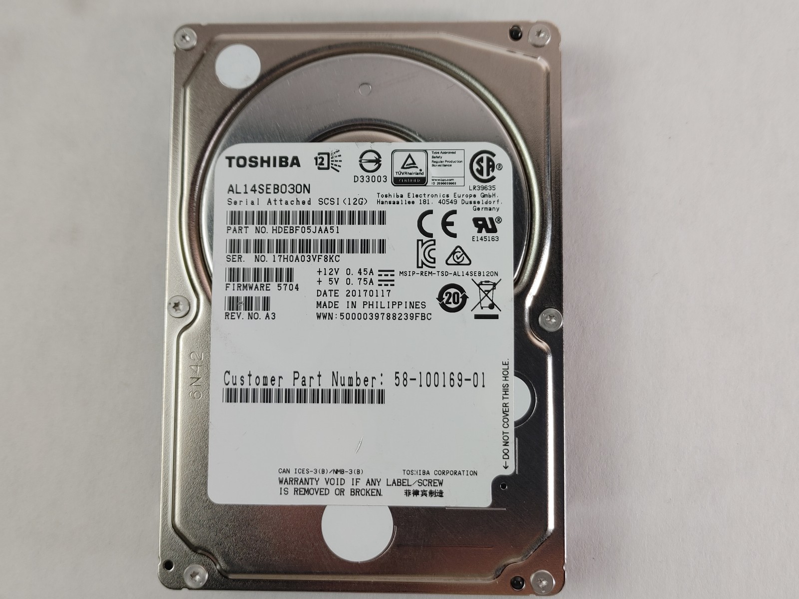 Toshiba Cisco AL14SEB030N 300 GB SAS 3 2.5 in Enterprise Hard Drive