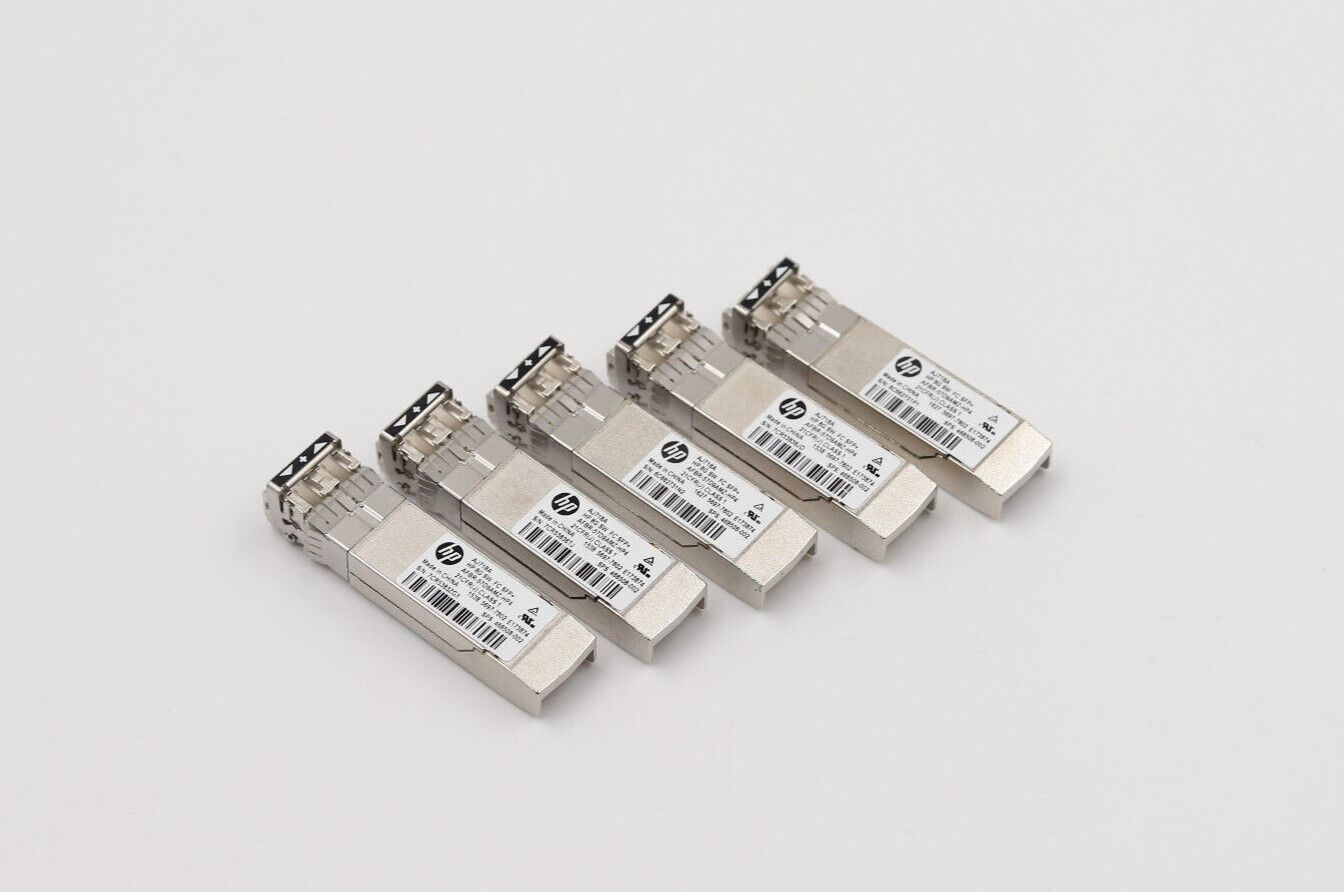 Lot of 5 HP AFBR-57D9AMZ-HP4 8G SW Fiber Channel SFP+ Transceiver P/N: AJ718A