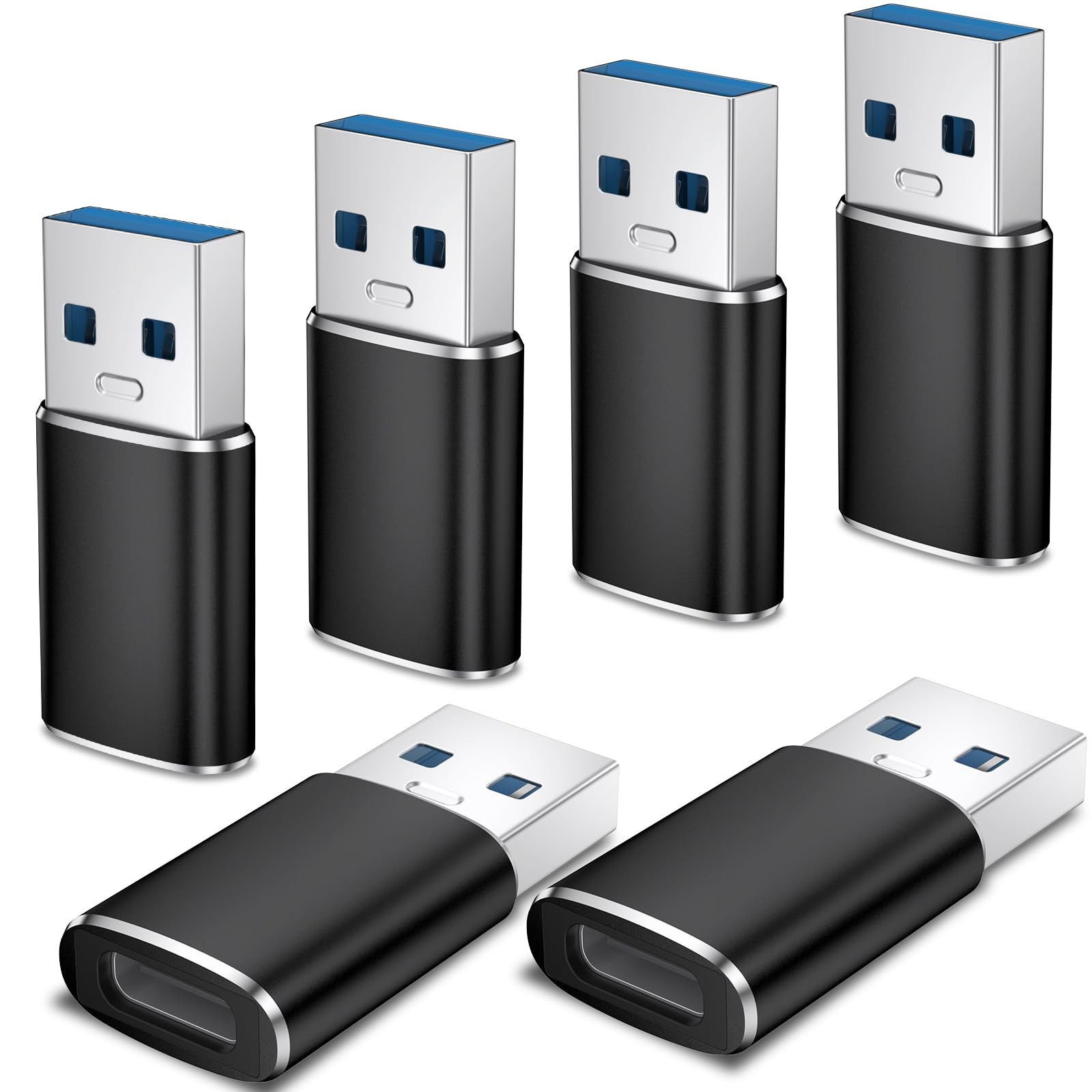 6 Pack USB C Female to USB Male Adapter, Type C to USB A Charger Cable Conver...