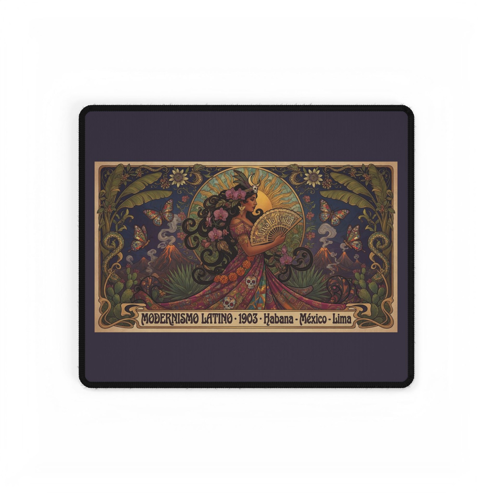 Modernismo Latino Art Nouveau Desk Mat, Vintage Floral Woman Design