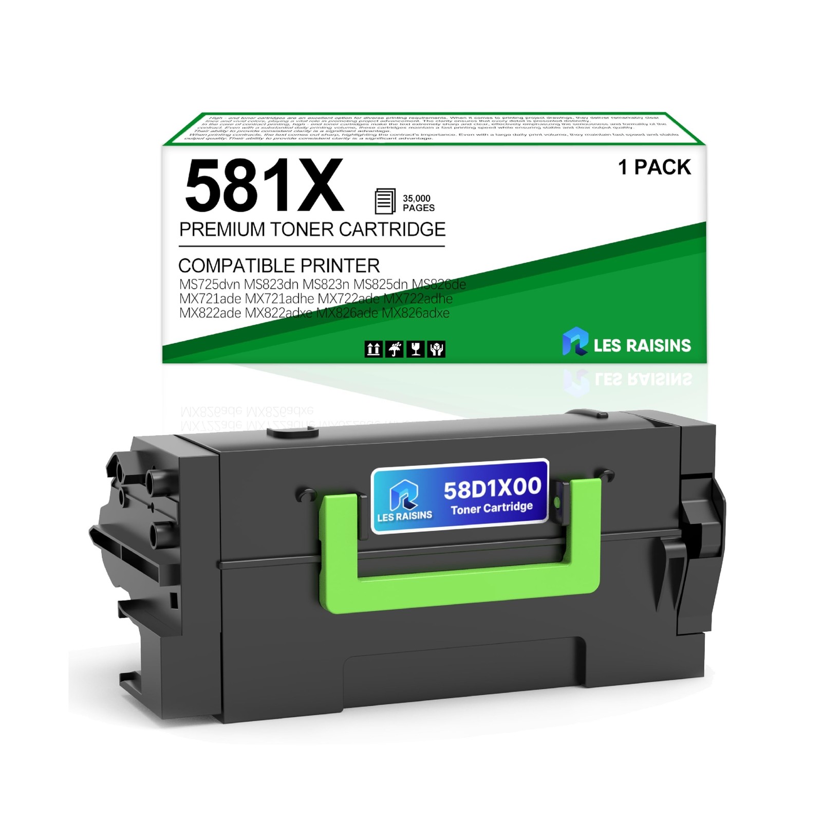 58D1X00 Toner Cartridge Replacement for Lexmark MS725dvn Toner Cartridge Comp...