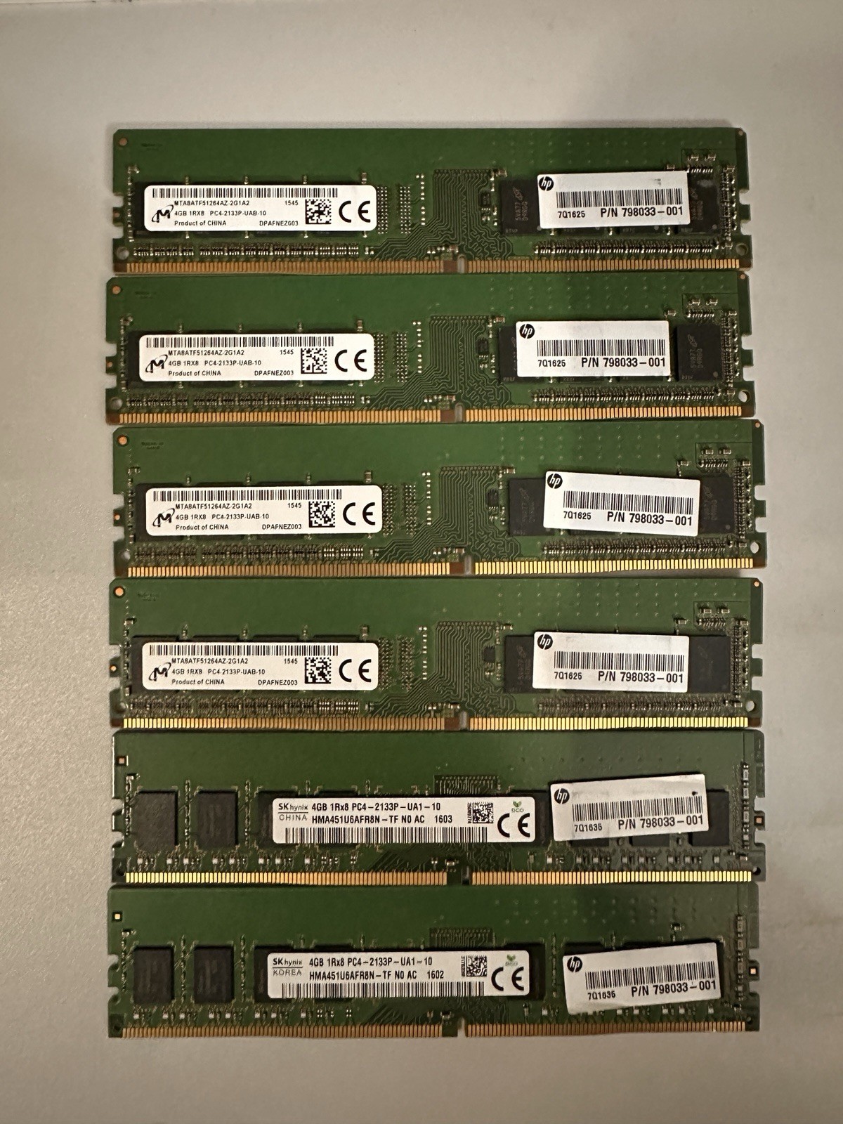 Lot of (6) 4gb ddr4 for desktops
