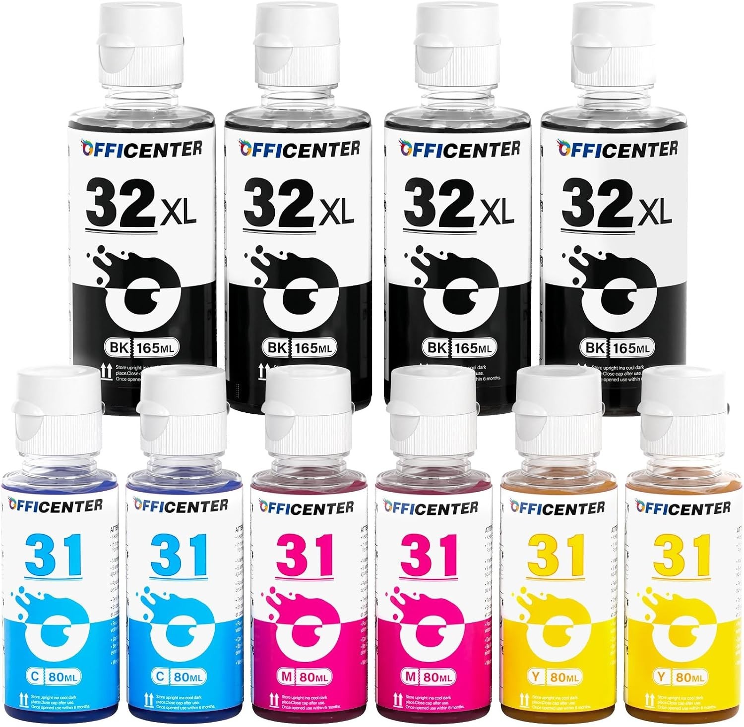 10 Pack 32XL Black Ink Bottle, 31 Ink Bottle Set Compatible For HP Smart Tank