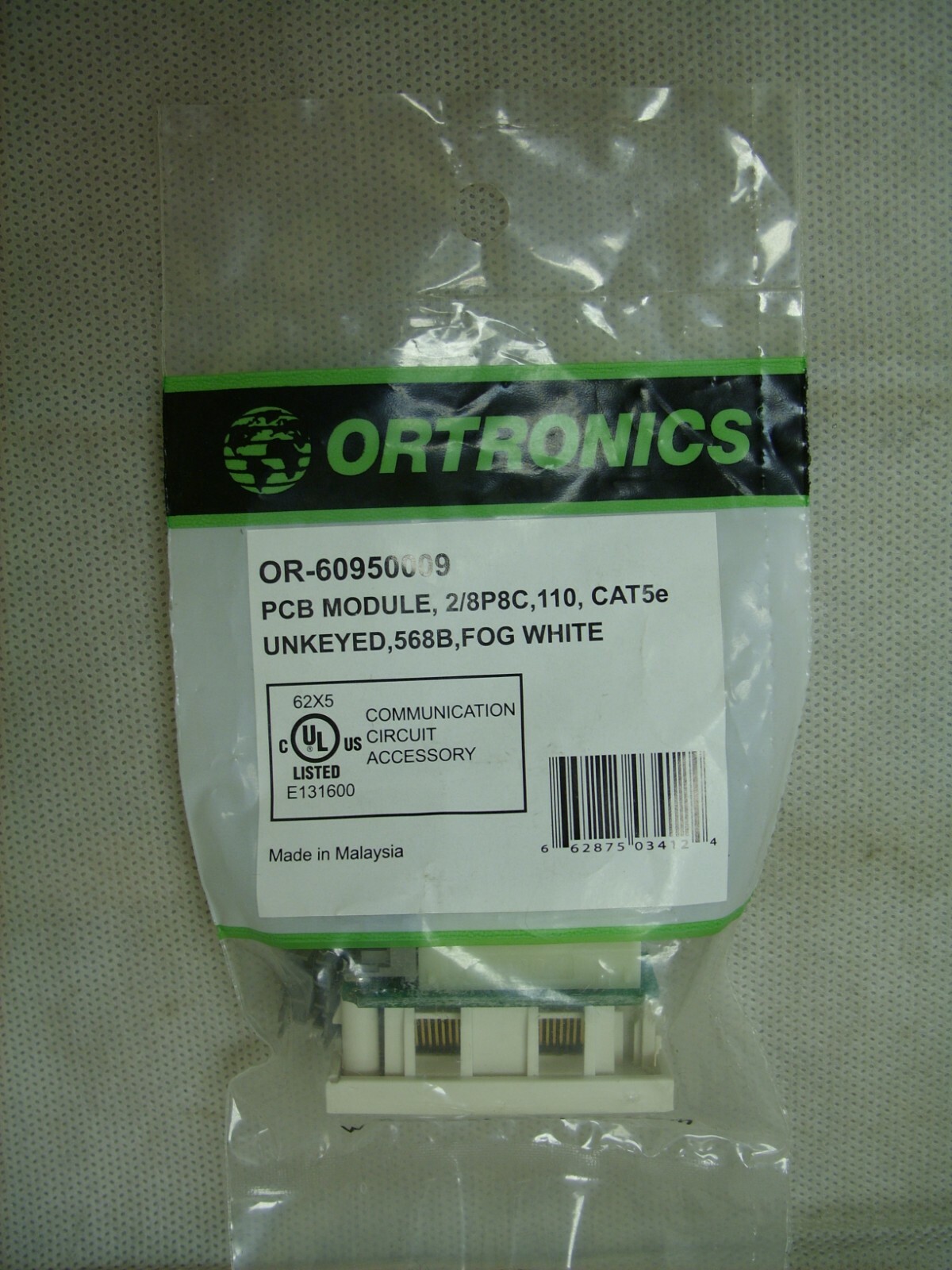 New Ortronics OR-60950009 Series 2 Module 2/8P8C CAT5E Unkeyed 568B Fog White