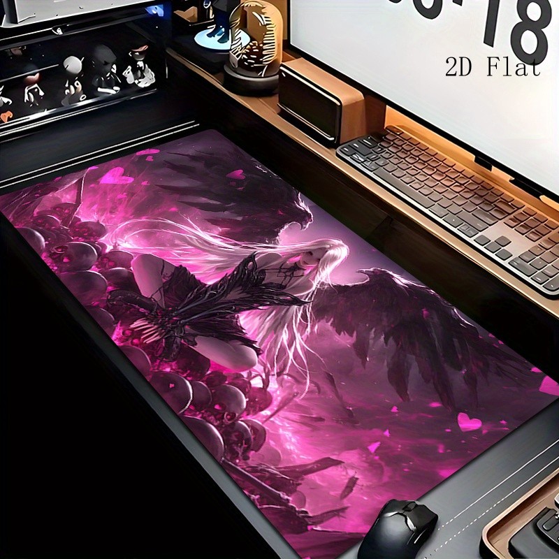 Gothic Dark Fantasy Gaming Desk Mat & Extended Mouse Pad - Pink/Black/Purple S