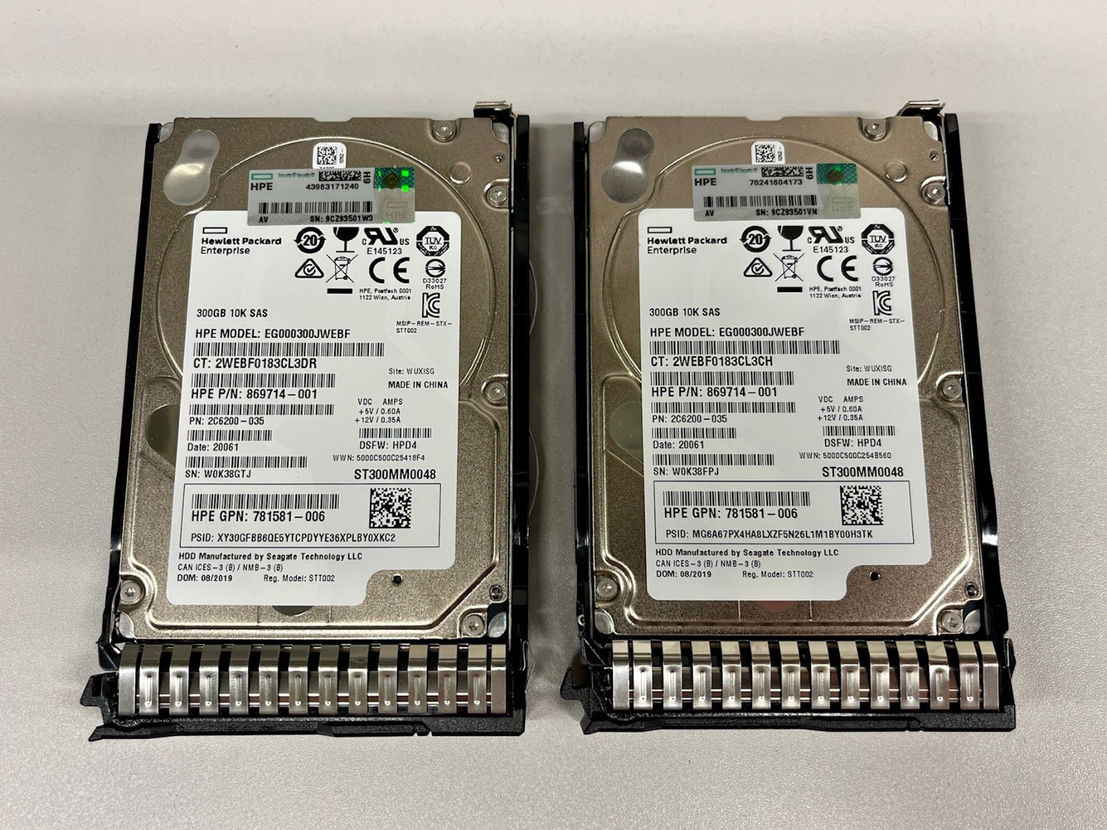 Lot 4 x 872475-B21 HPE 300GB 12G SAS 10K SC 2.5” SFF Hard Drive HDD 869714-001