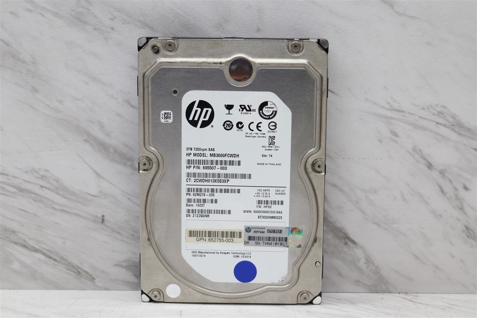 HP Seagate 3TB 7.2K ST3000NM0023 SAS 3.5" HDD Hard Drive 100% Health 695507-003