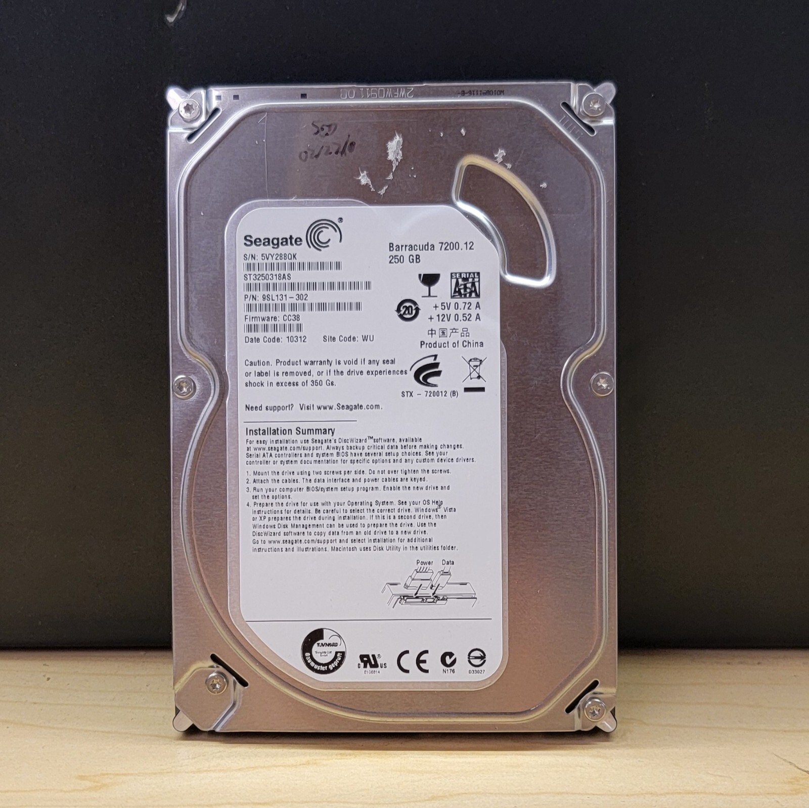 Seagate Model 9SL131-302 Barracuda 7200.12 Hard Drive 250Gb