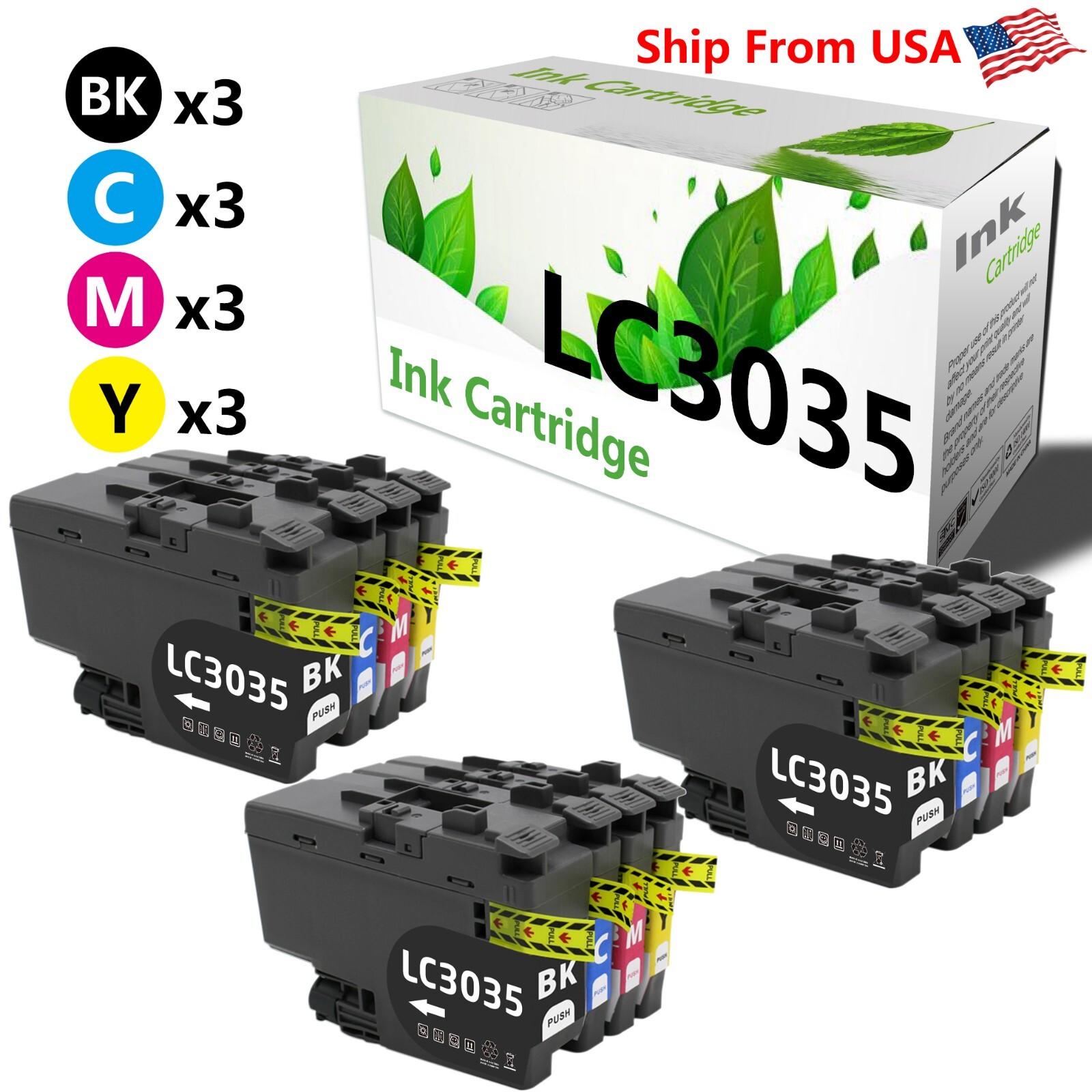12PK LC3035 3035 Ink Cartridge InkJet MFC-J805DW XL MFC-J815DW Printer 3xBCYM