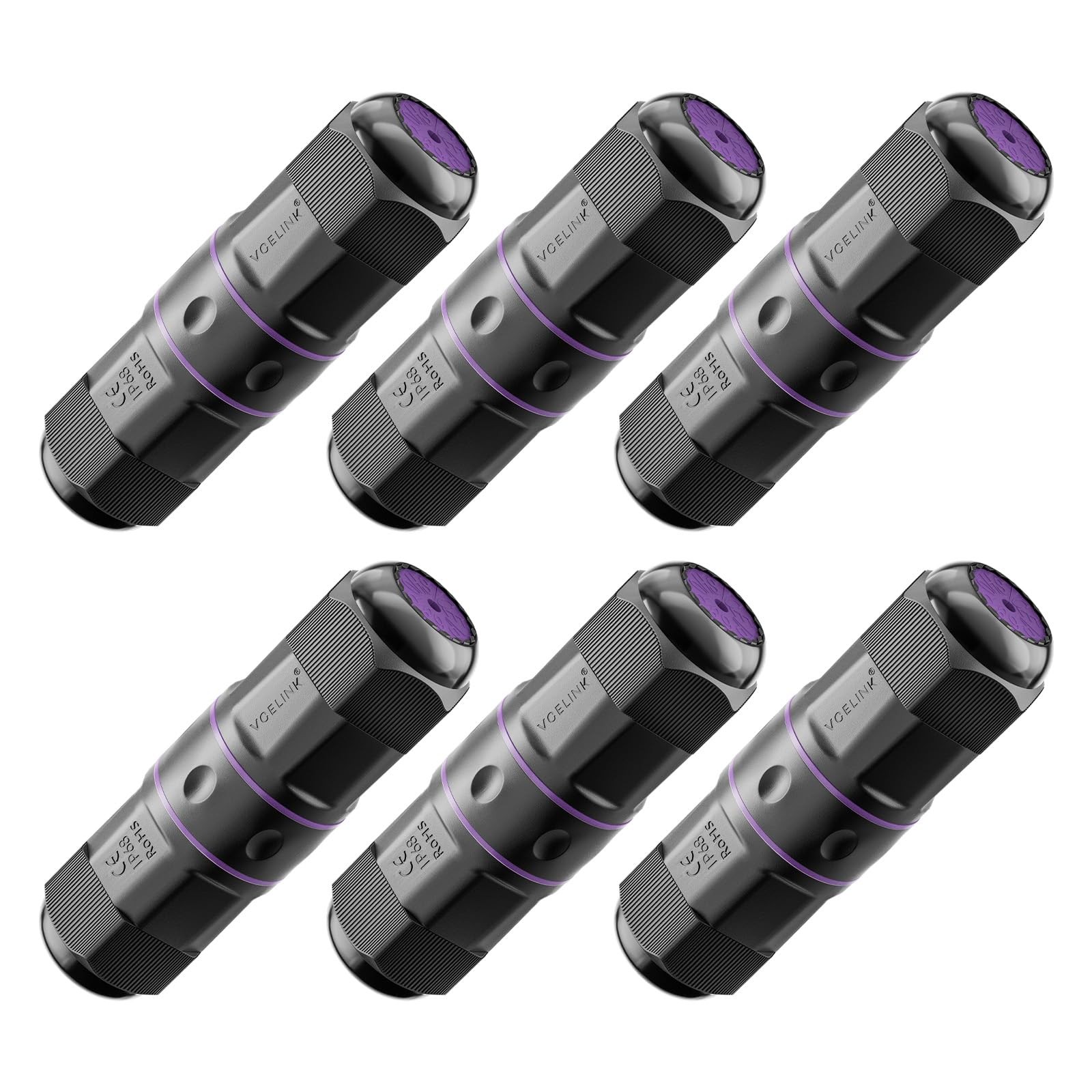 Outdoor Waterproof RJ45 Coupler IP68, Shielded Ethernet Connector, Cat6, 6 Pack