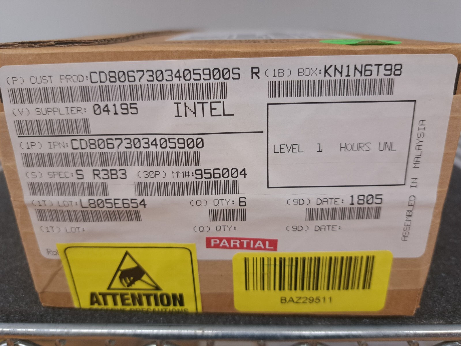 New, Intel, CD8067303405900S R3B3, Xeon Gold 6126 Processor 19.25M Cache, 2.6