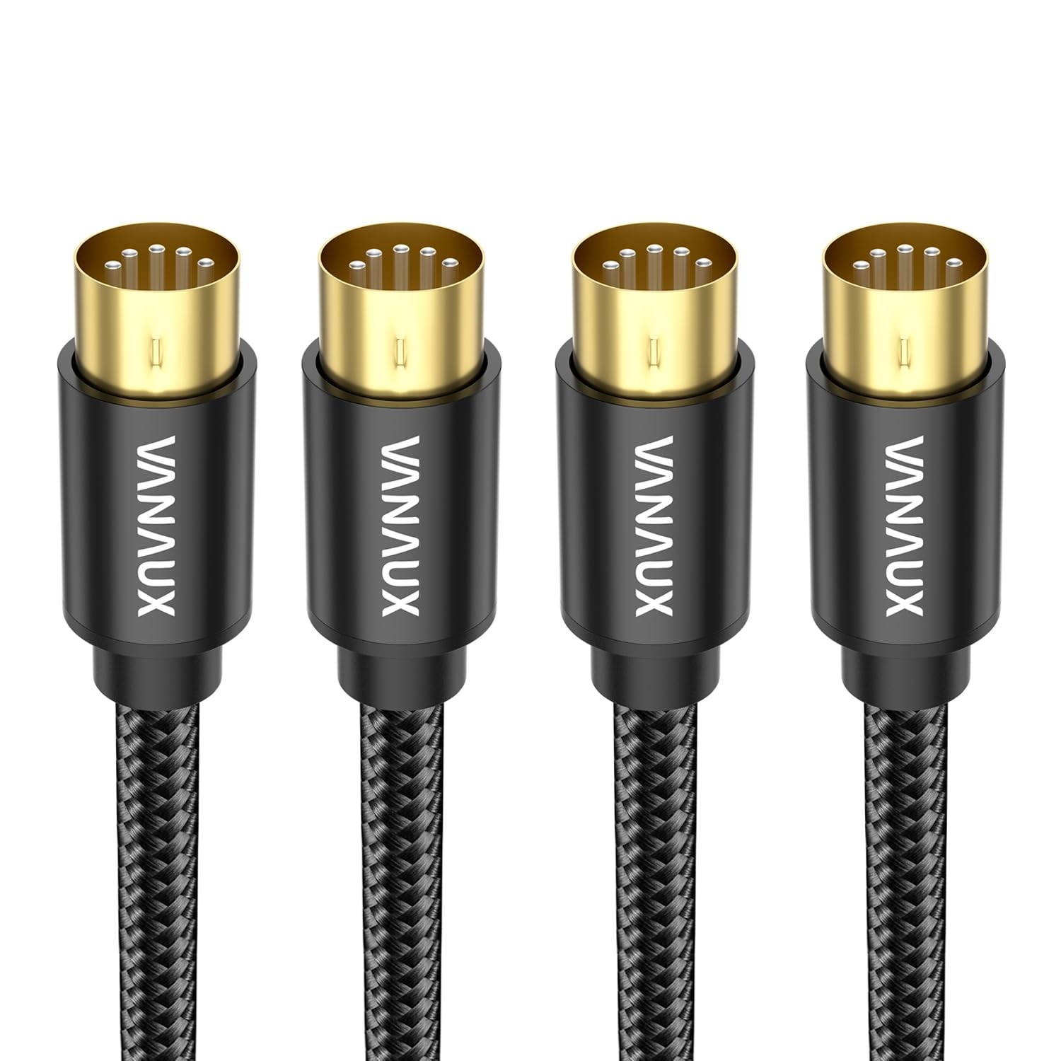 VANAUX 5-Pin MIDI Cable, 10 feet, 2-pack, Black