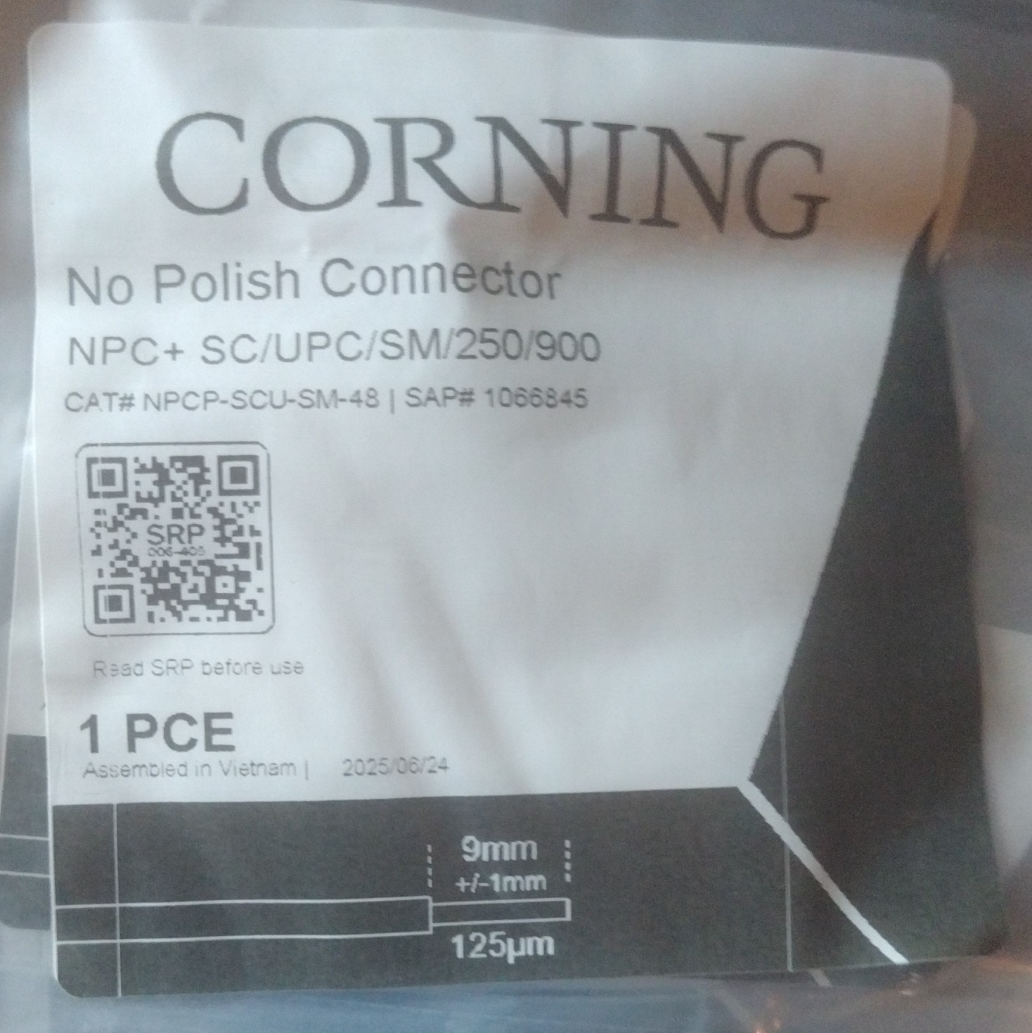 Corning NPC+ No Polish Fiber Connector SC-SC/UPC SM 250/900 Blue NPCP-SCU-SM-48