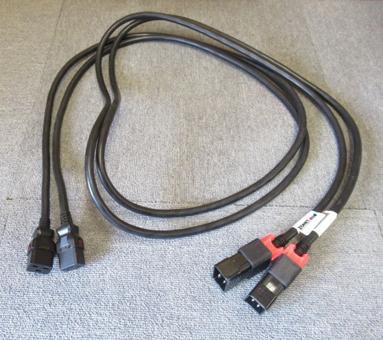 2 x Zonit zLock-zC20-12-aC19-2.5m IEC Dual Locking Cable 2.5M Black C20 To C19