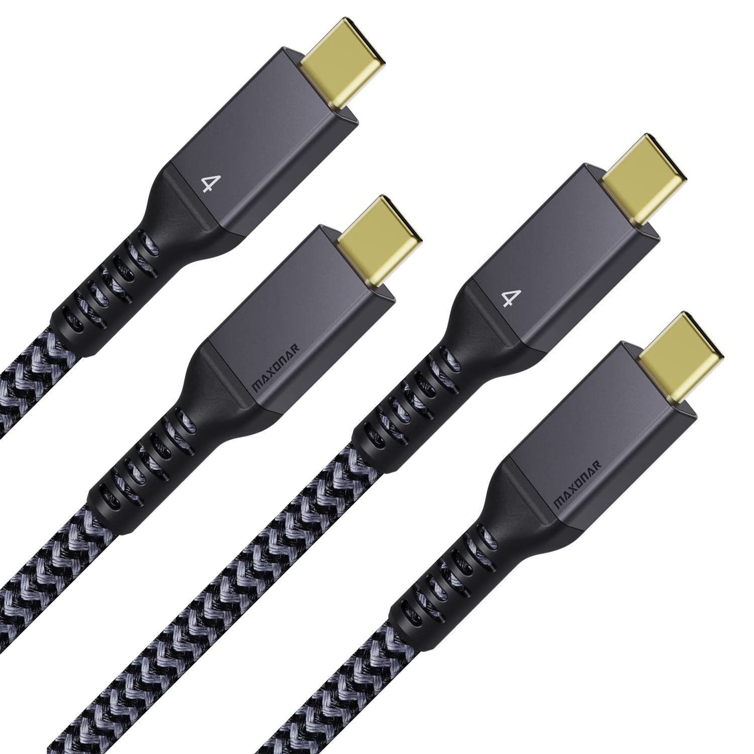 2 Pack Thunderbolt 4 Cable - 40Gbps Data Transfer, 240W Power, 8K Video, 3.3FT