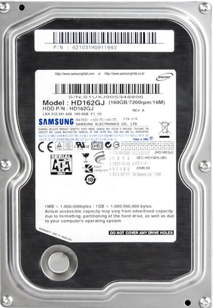 HARD DRIVE SAMSUNG SPINPOINT F1 HD162GJ 160GB 7200RPM 16MB SATA II 3.5" inch