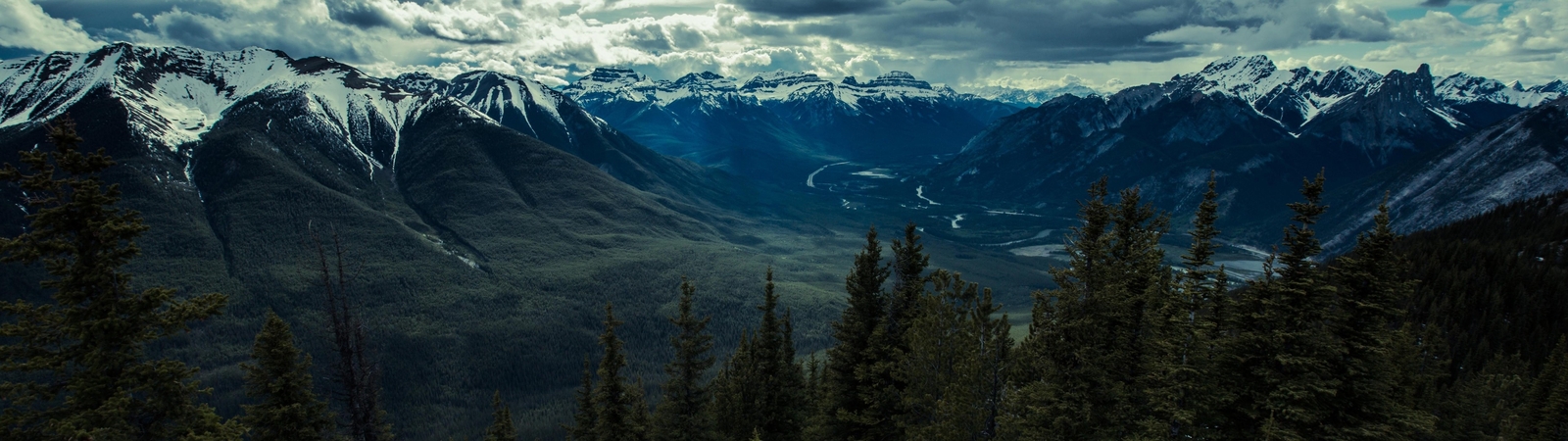 Landscape forest mountains panorama banff national park Custom Gaming Mat Desk
