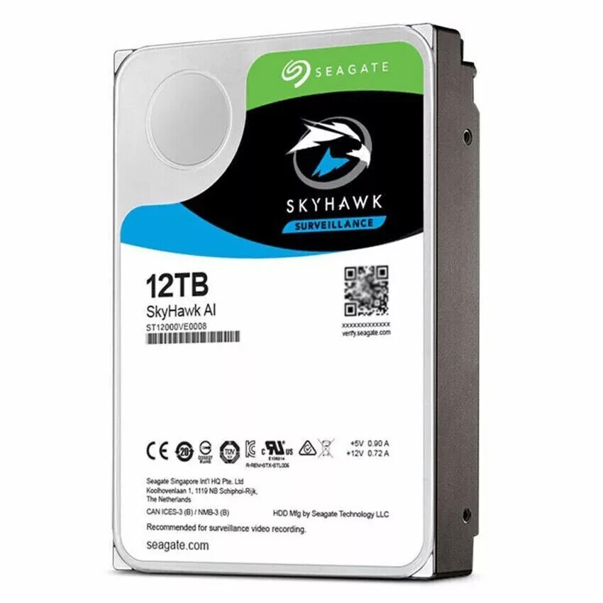 for Seagate SkyHawk AI 12TB 3.5" Hard Drive SATA 6GB/s 7200RPM ST12000VE0008