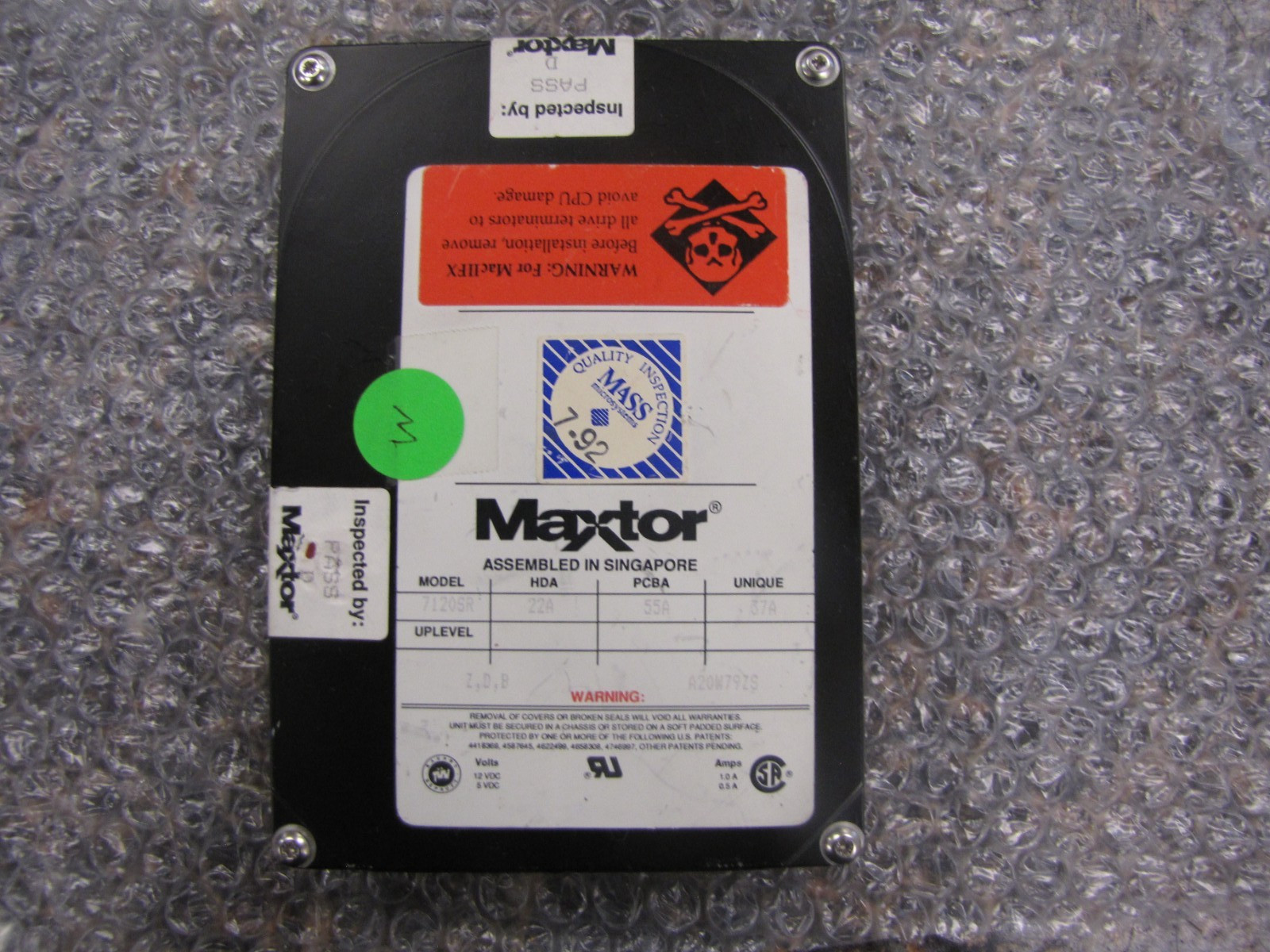 Maxtor 7120SR SCSI Hard Drive for Apple MAC II/FX TESTED WIPED & WORKING -NK17