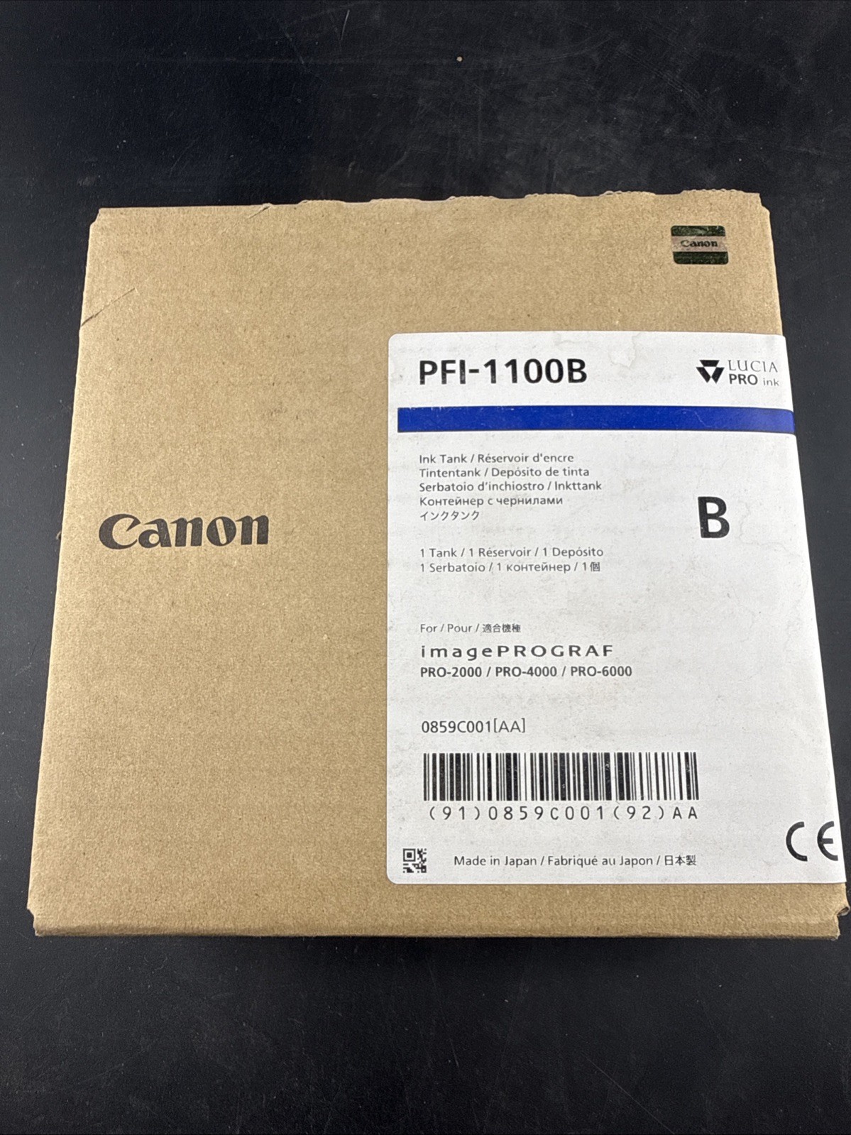 Canon Lucia Pro Pfi-1100 B Ink Cartridge - Blue - Inkjet (0859c001aa) Expired 21