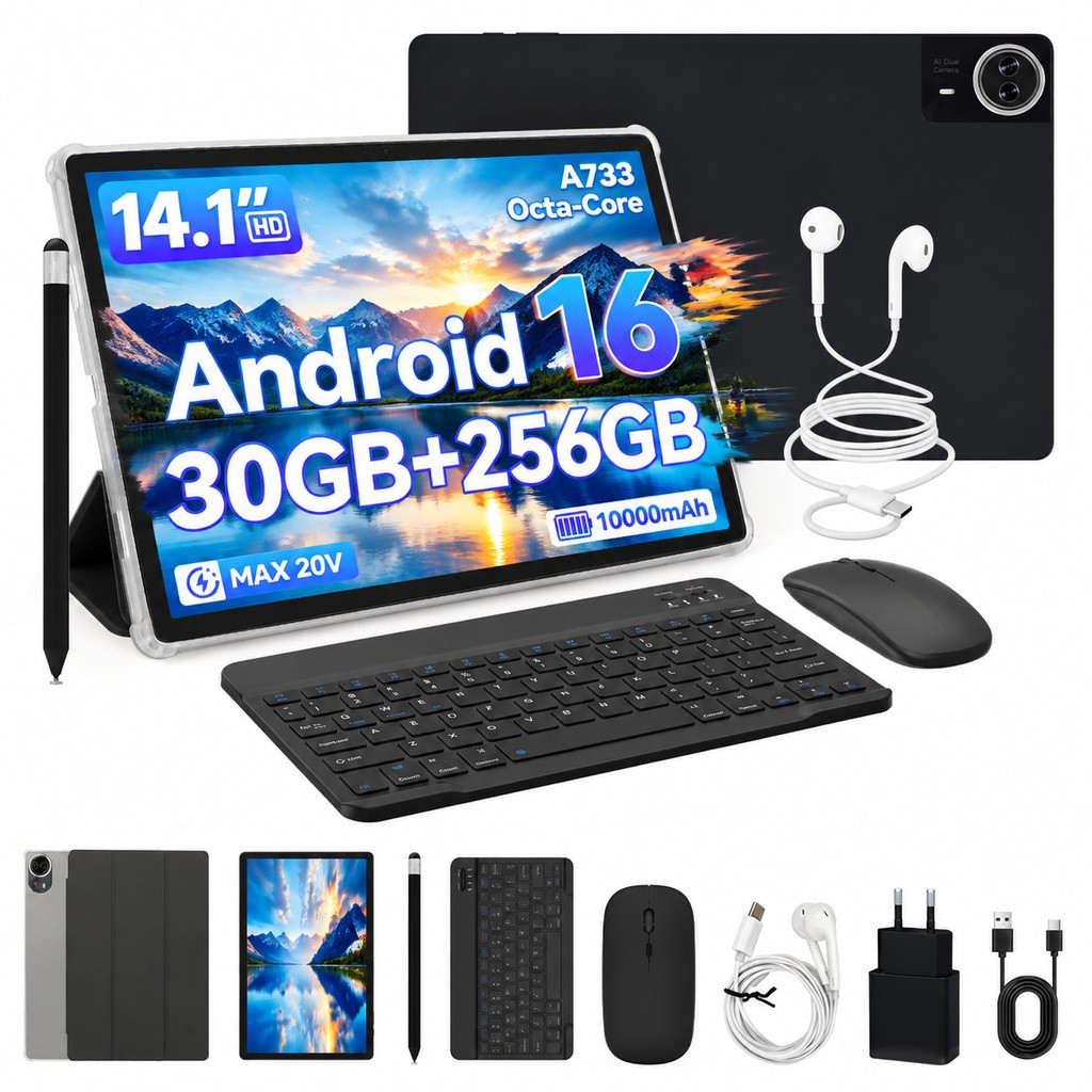14 Inch Large Screen Android 16 Tablet 30GB RAM 256GB ROM Parental Control