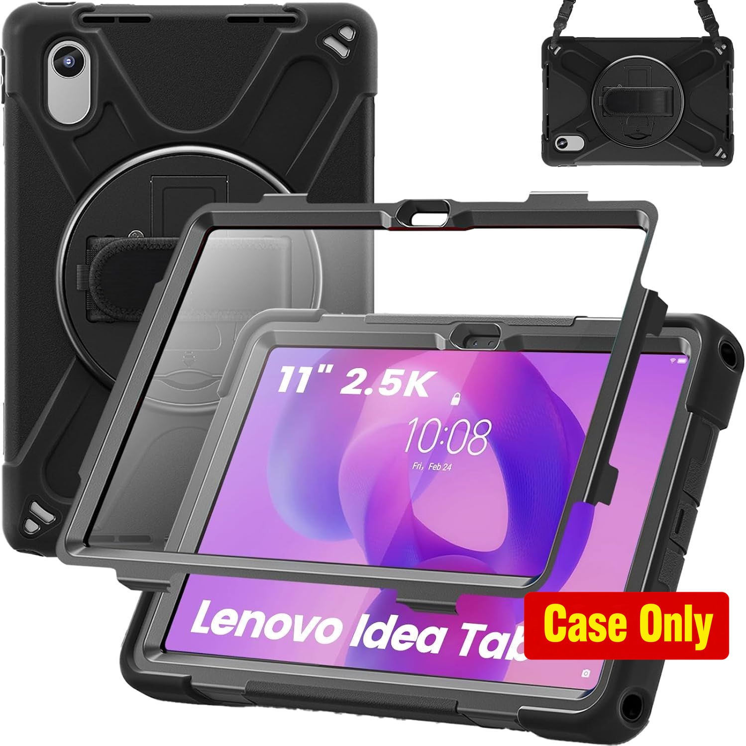Lenovo Idea Tab 11" 2025 / Tab M11 2024 Case, Black with Screen Protector & Stan
