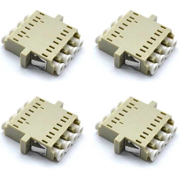 4 Pcs LC UPC Quad Flange Fiber Optic Optical Coupler Adapter Connector Multimode