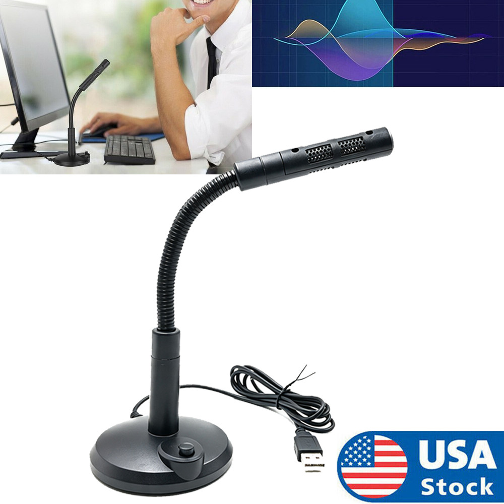 For PC Desktop Laptop Computer Mini Condenser Microphone USB Stand Recording Mic