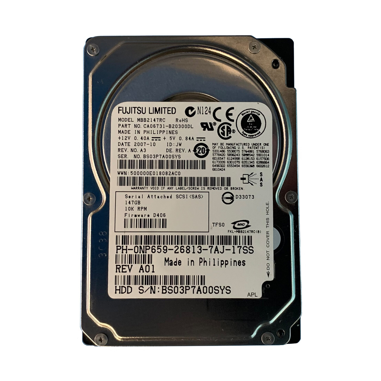 Dell NP659 147GB SAS 10K 2.5" Drive MBB2147RC CA06731-B20300DL