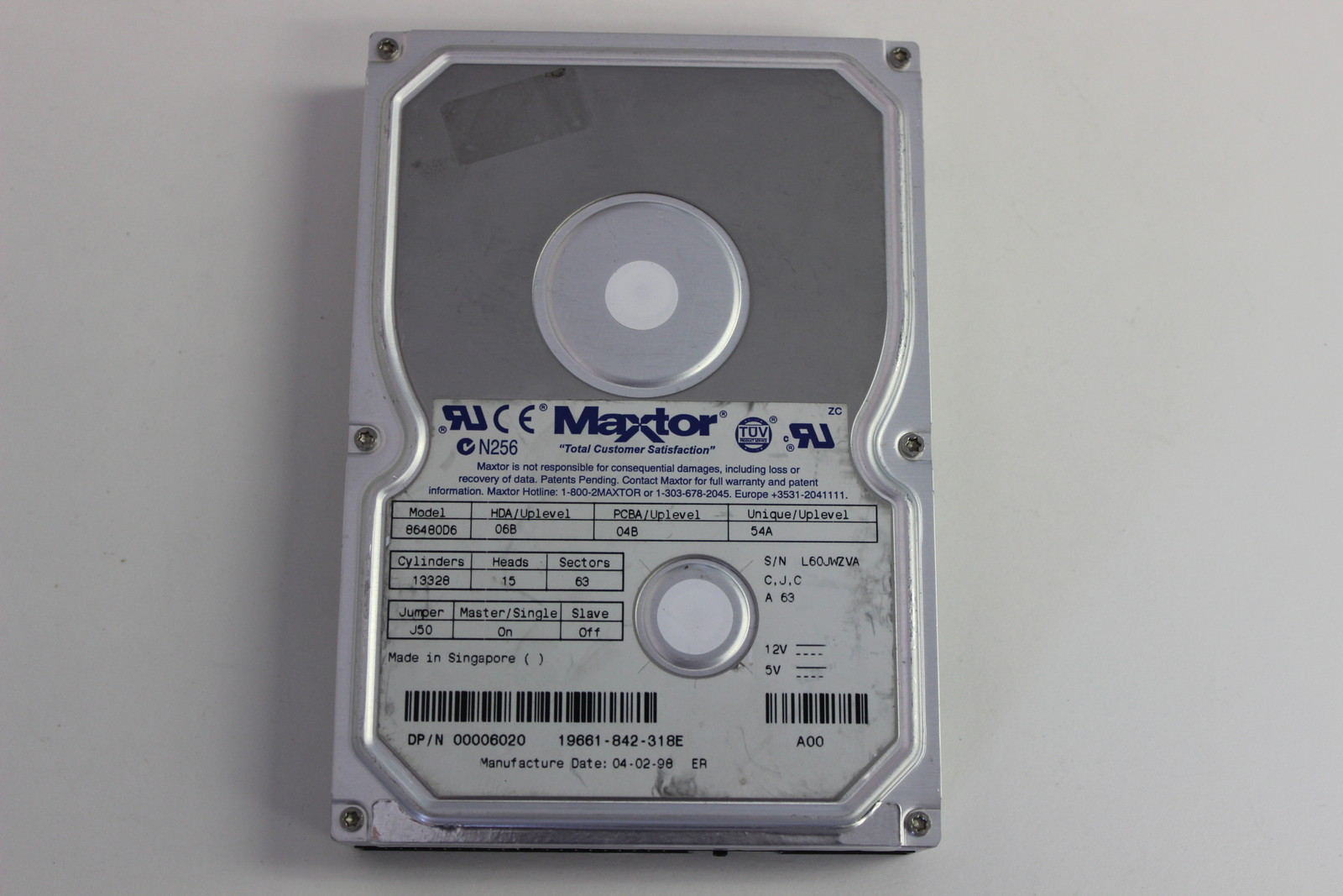 MAXTOR 86480D6 6.4GB 3.5 IDE HARD DRIVE DELL P/N 06020