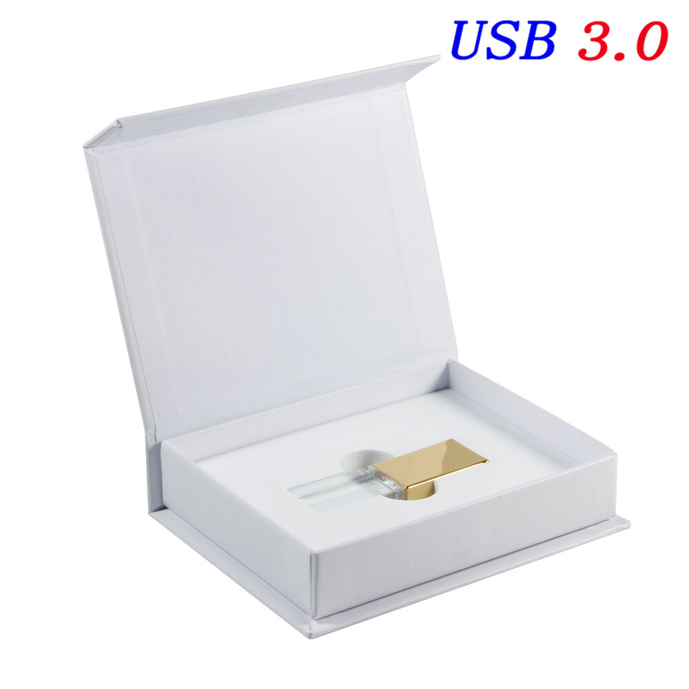 Personalized Crystal USB Stick 64GB 32GB 4GB with Printed Gift Box for Weddings