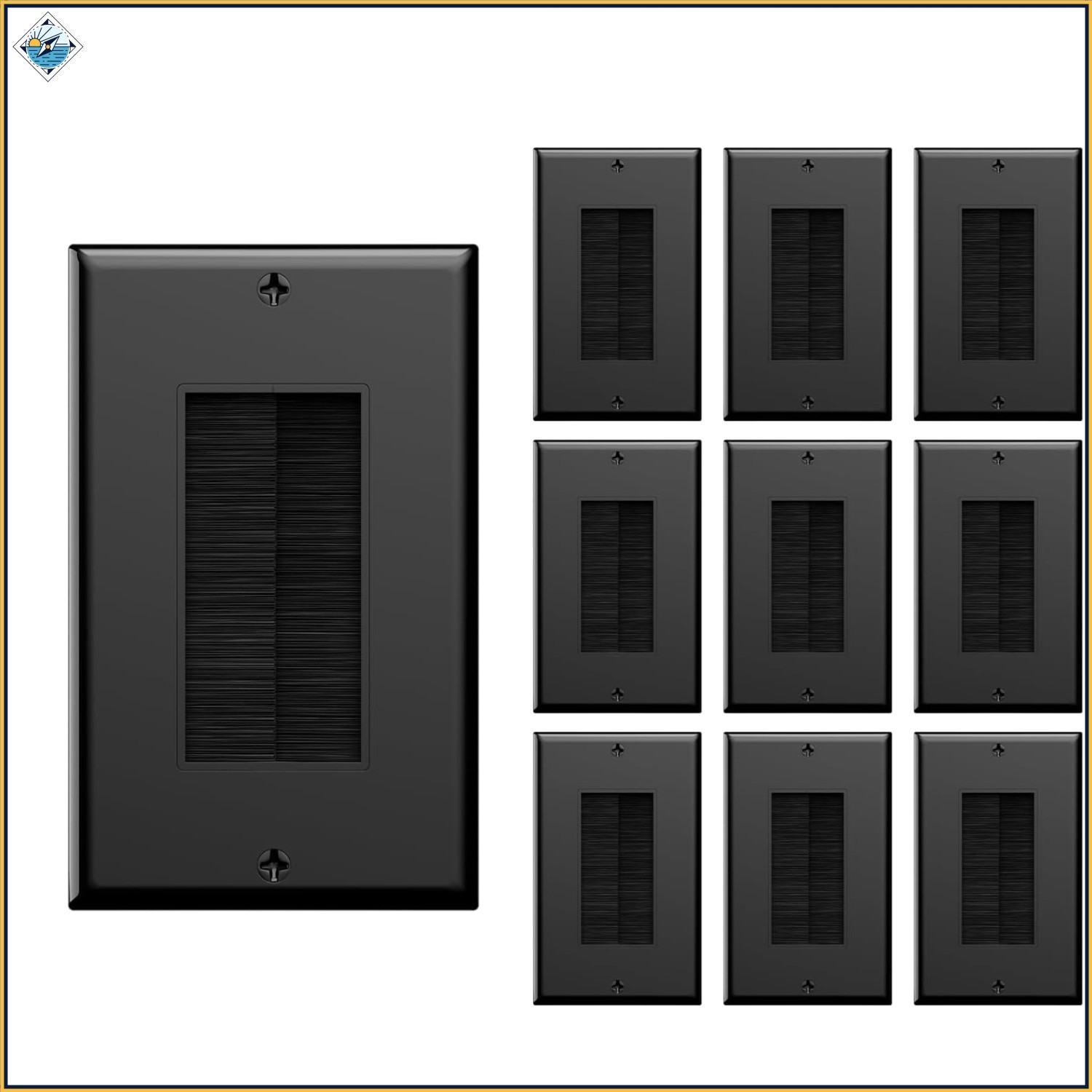 10-Pack Brush Wall Plates for Concealing Wires, Perfect for Home Theater Systems