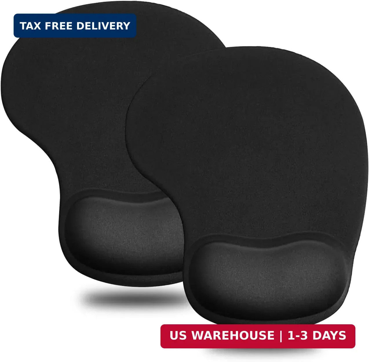 JIKIOU Ergonomic Mouse Pad with Gel Wrist Rest 2 Pack, Portable Small Black
